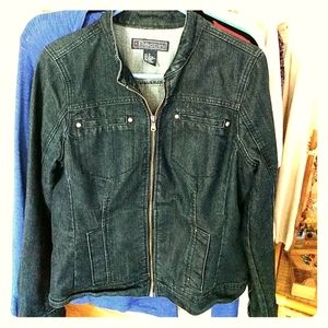 Baccini denim jacket bomber medium, dark blue wash
